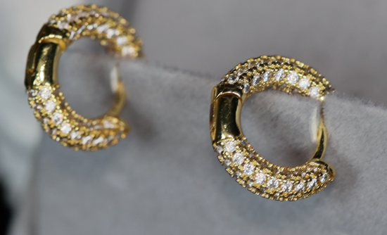 Gold Diamond Hoop Earrings