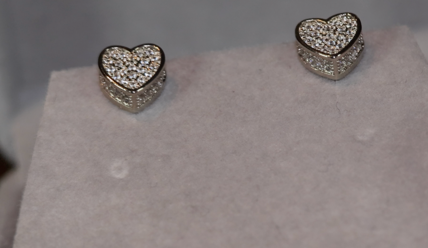 Diamond Heart Ear Studs