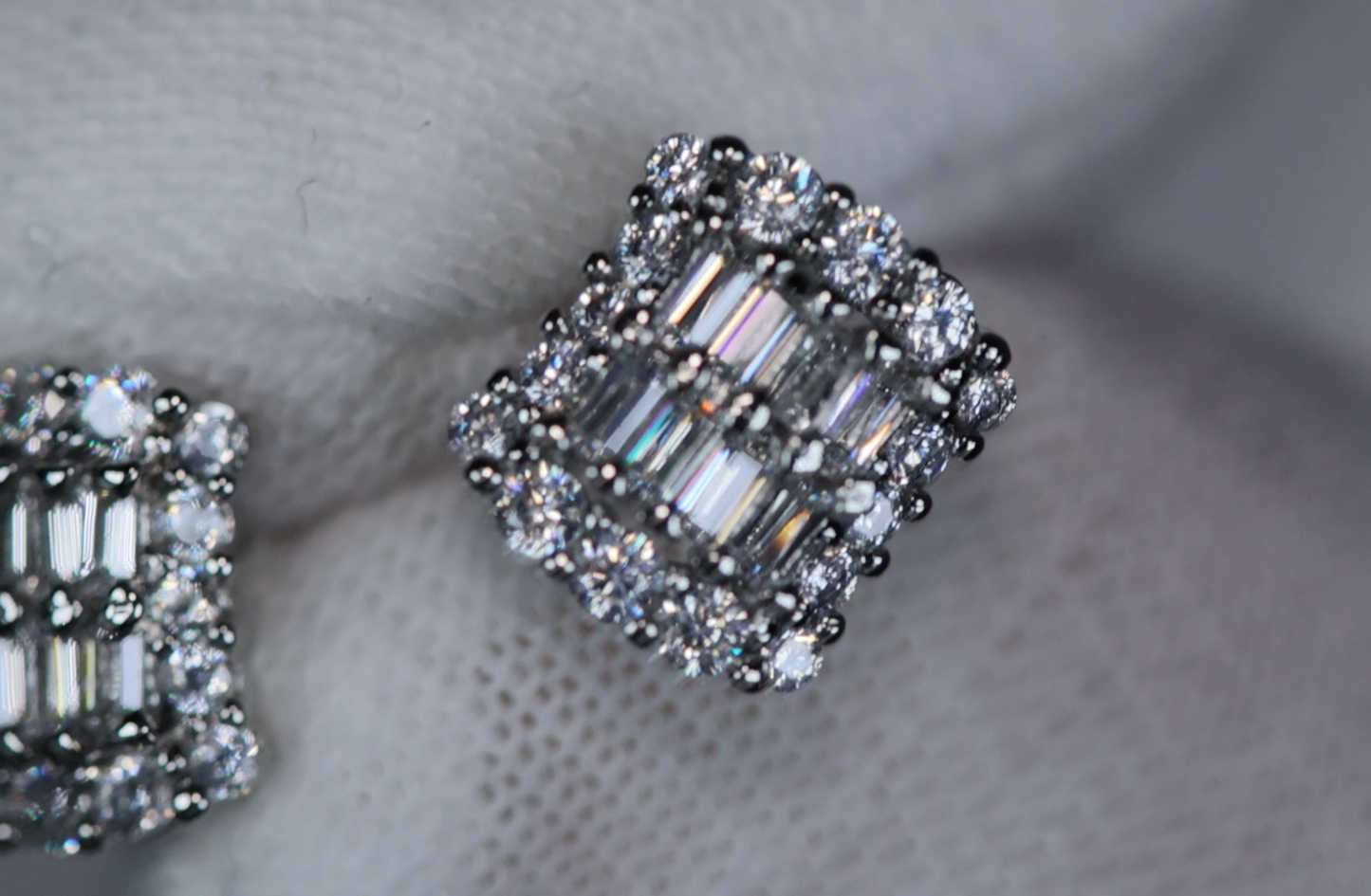 Baguette Cut Diamond Ear Studs