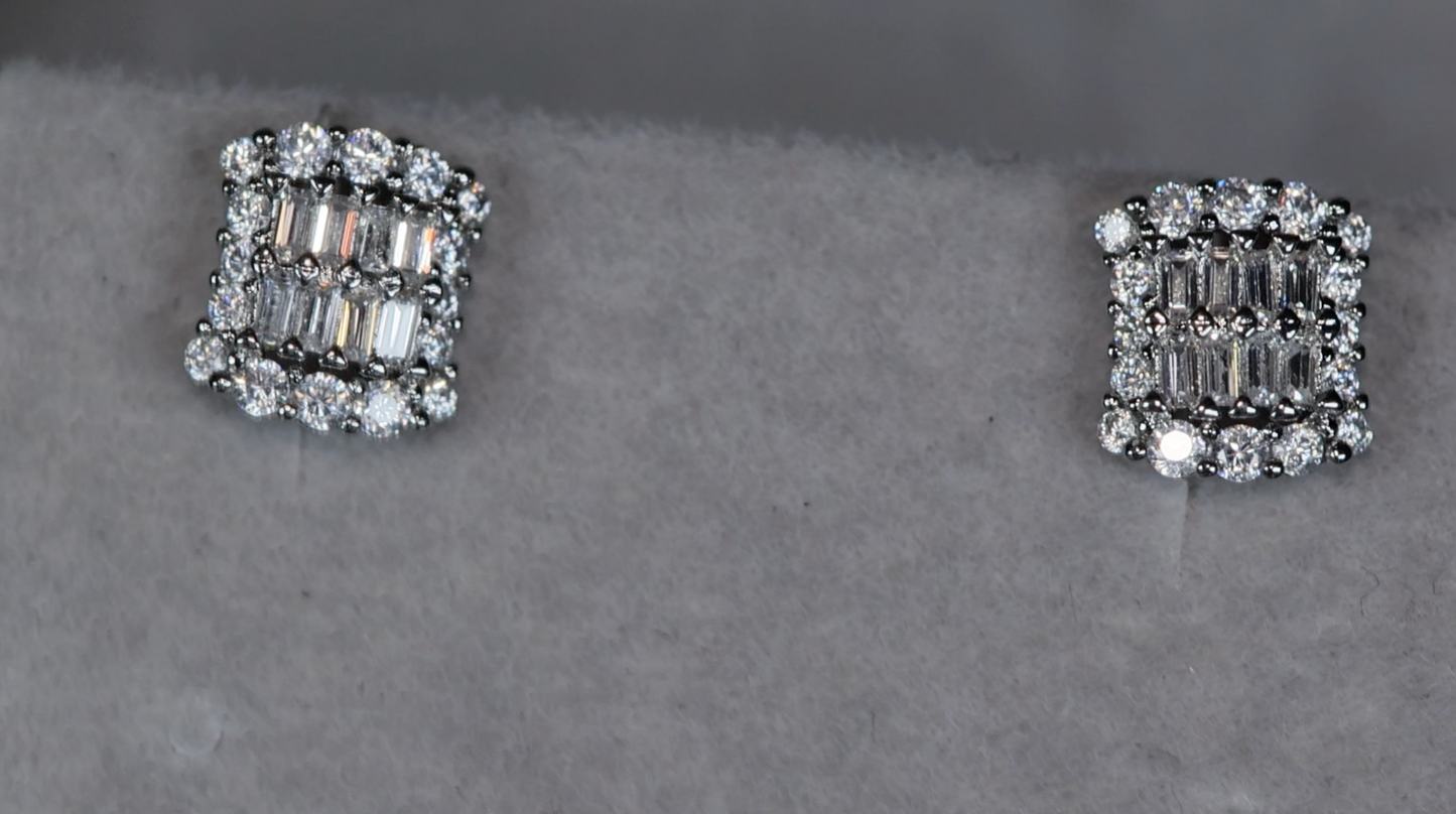 Baguette Cut Diamond Ear Studs