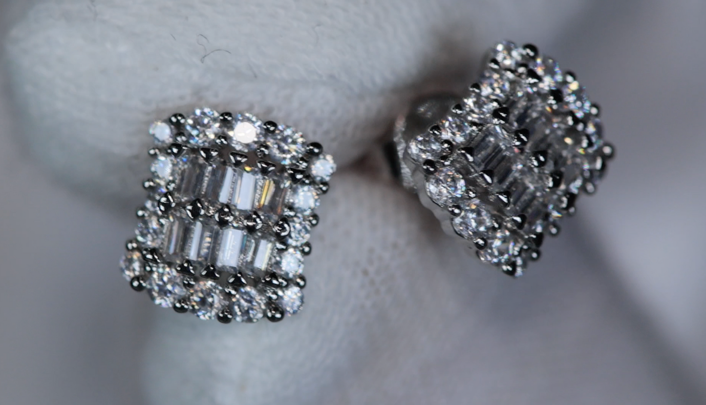 Baguette Cut Diamond Ear Studs