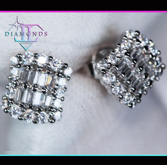 Baguette Cut Diamond Ear Studs