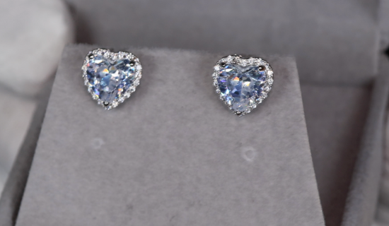 Diamond Heart Ear Studs