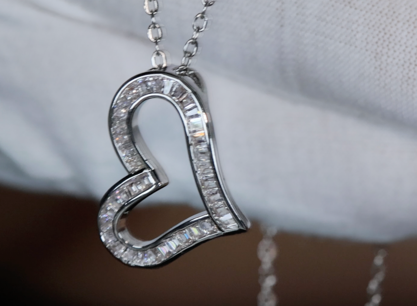 Silver Diamond Heart Pendant