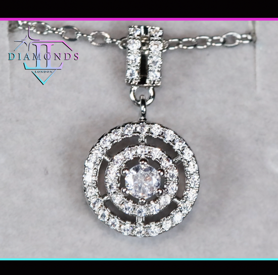 Womens Round Diamond Pendant