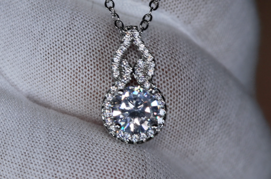 Womens Silver Diamond Pendant