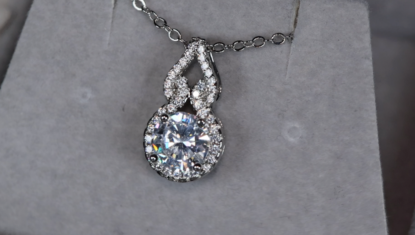 Womens Silver Diamond Pendant