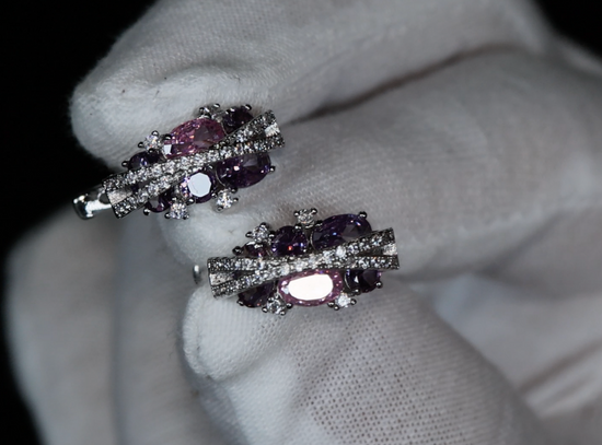 Purple Diamond Ear Studs