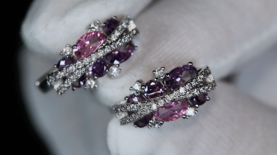 Purple Diamond Ear Studs