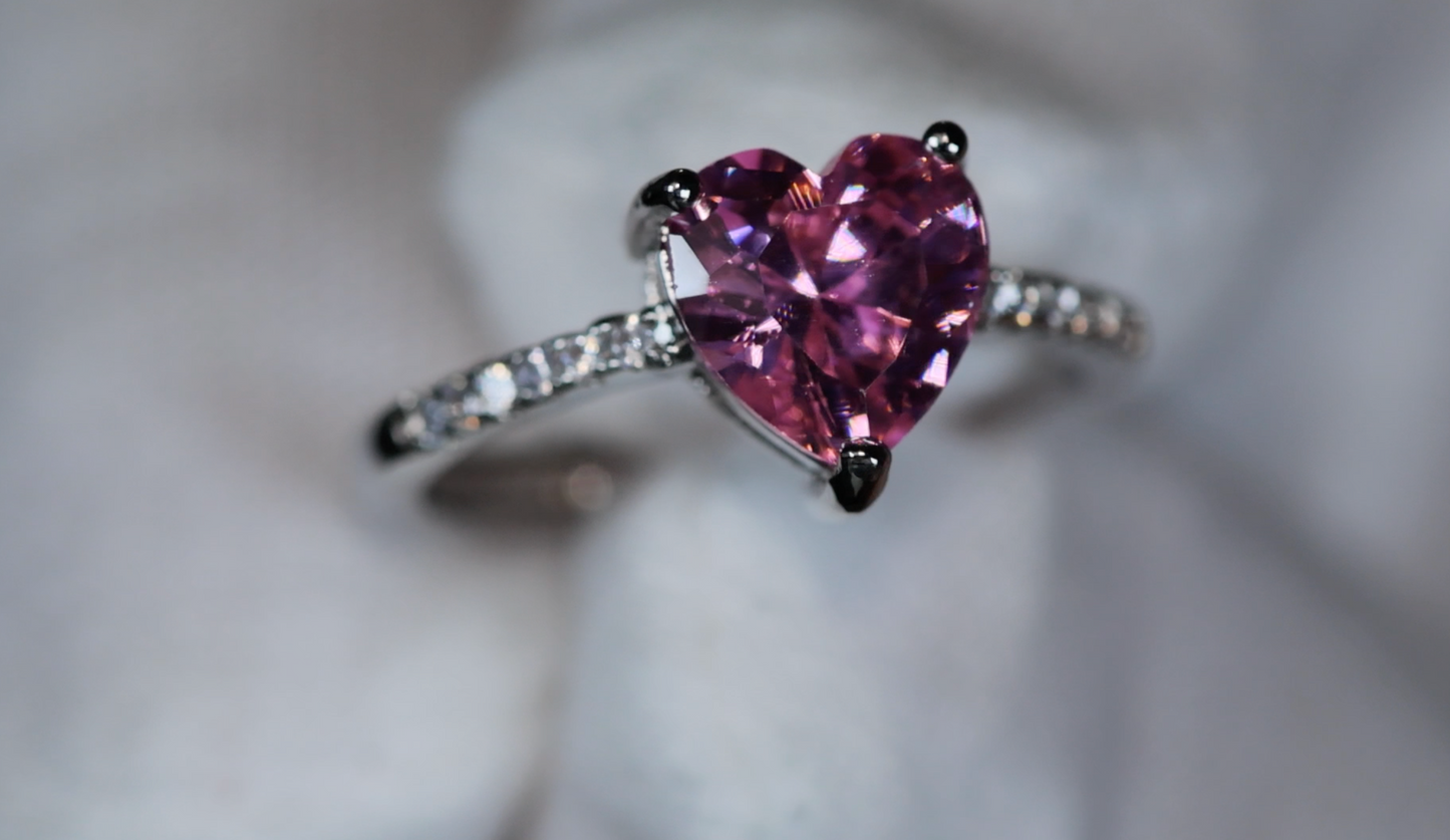 Pink Diamond Heart Ring