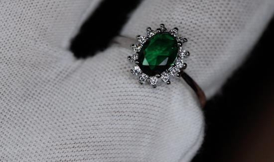 Womens Green Diamond Ring