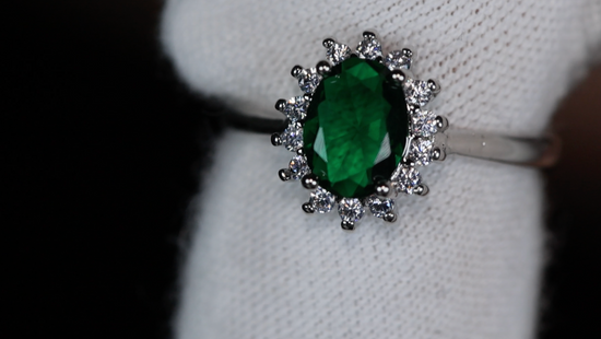 Womens Green Diamond Ring