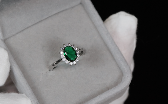 Womens Green Diamond Ring