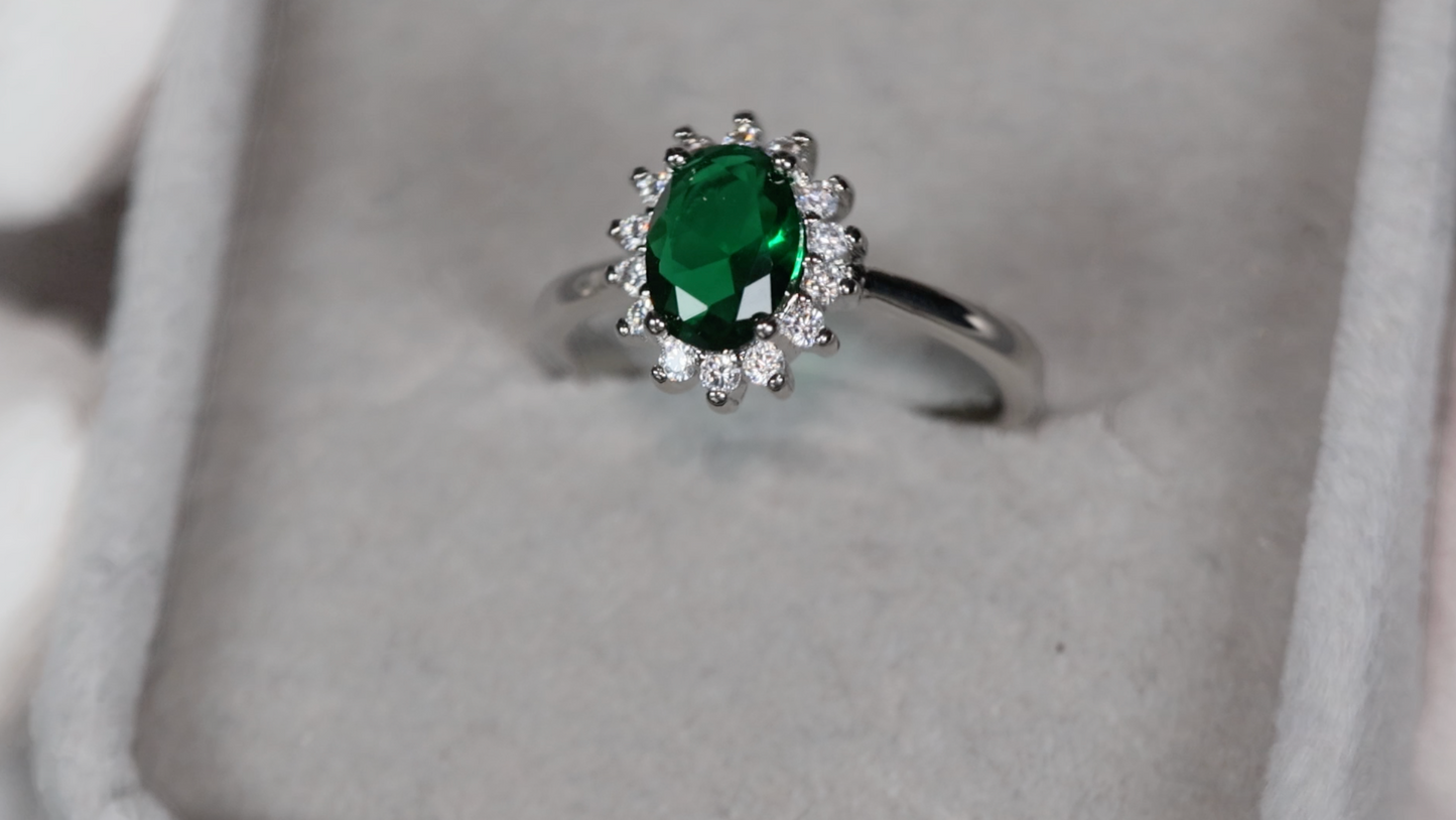 Womens Green Diamond Ring