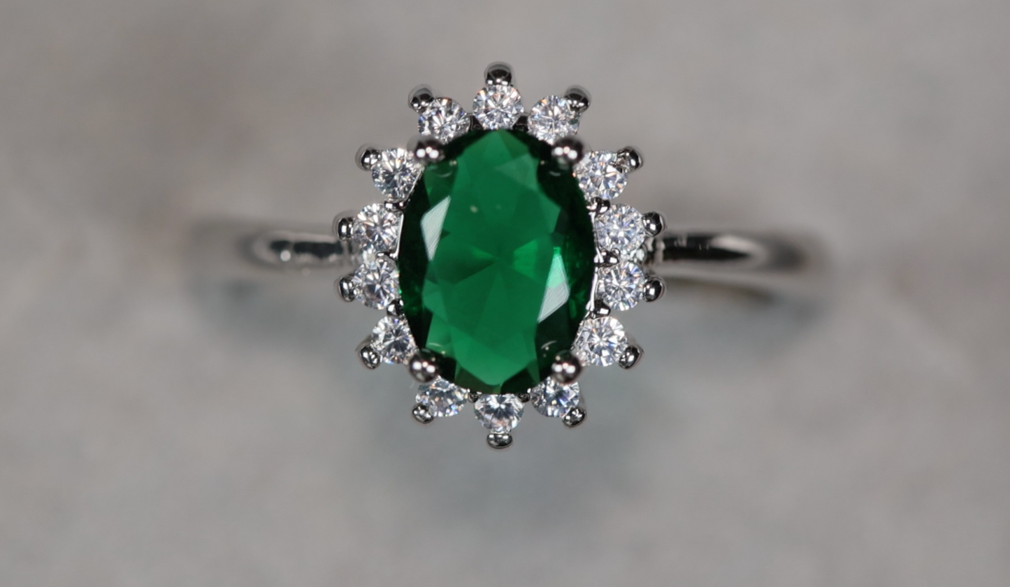 Womens Green Diamond Ring