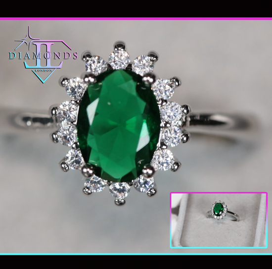 Womens Green Diamond Ring