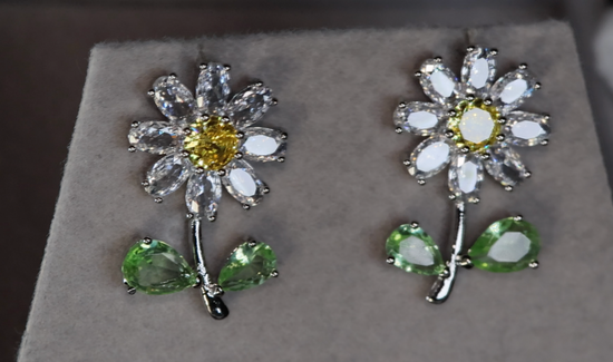 Diamond Flower Earrings