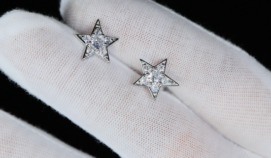 Silver Star Diamond Ear Studs