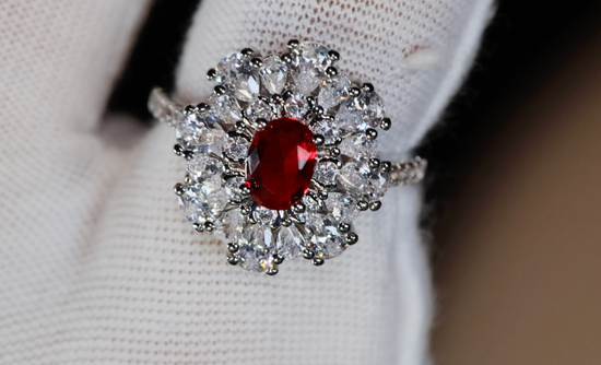 Womens Red Diamond Ring