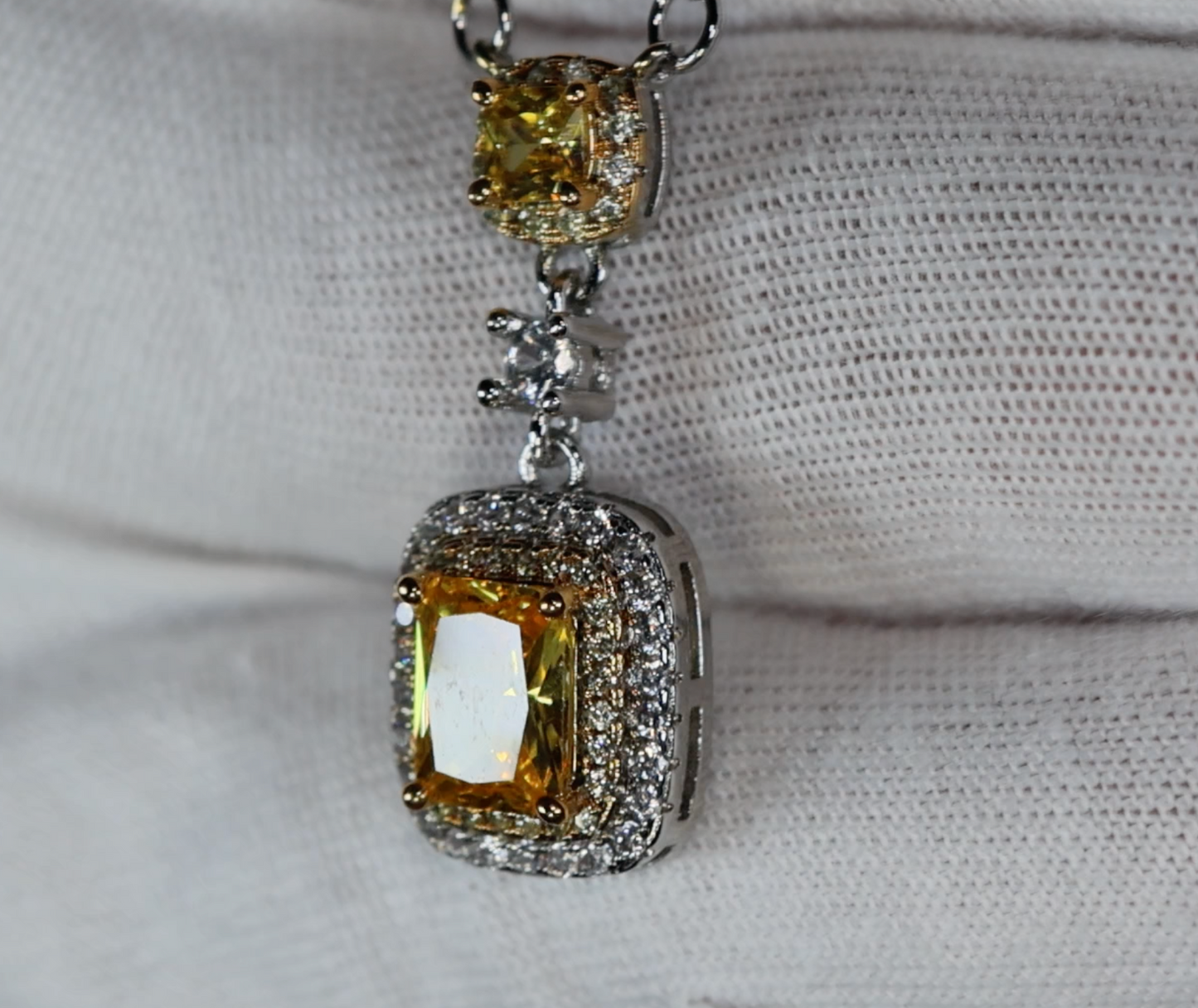 Silver Yellow Diamond Pendant