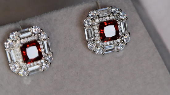 Red Diamond Ear Studs