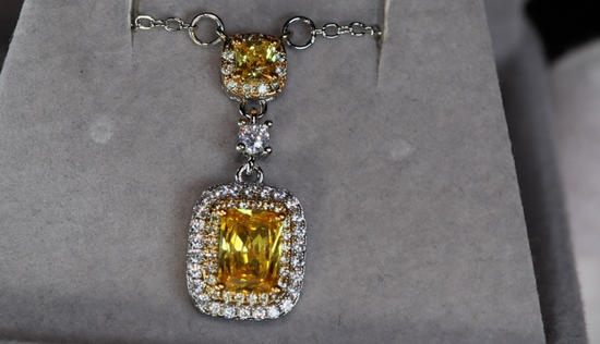 Womens Yellow Diamond Pendant