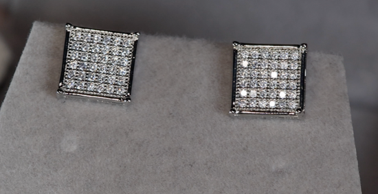 Square Diamond Ear Studs