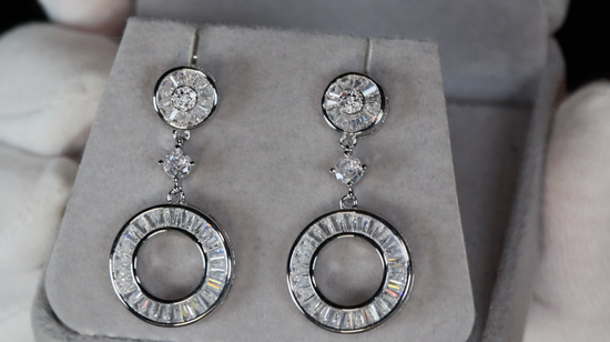 Womens Classy Diamond Hoop Earrings