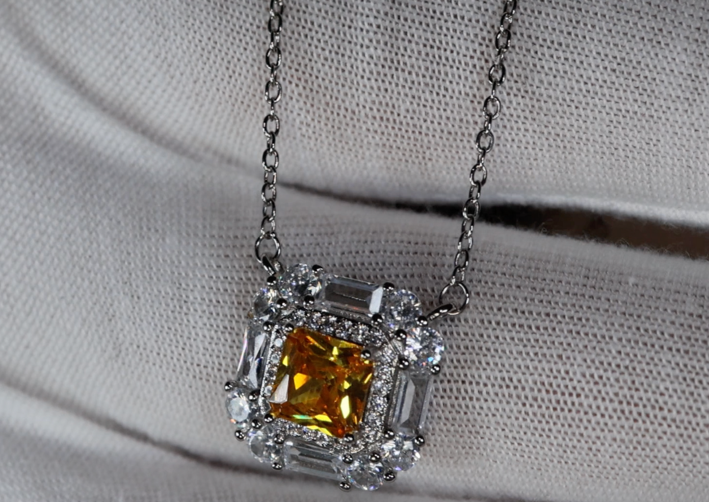 Womens Yellow Diamond Necklace