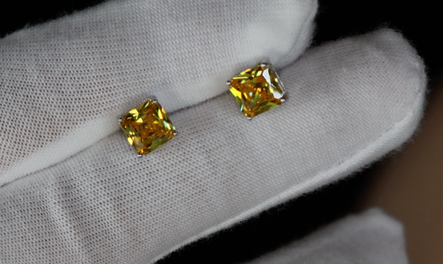 Yellow Diamond Ear Studs