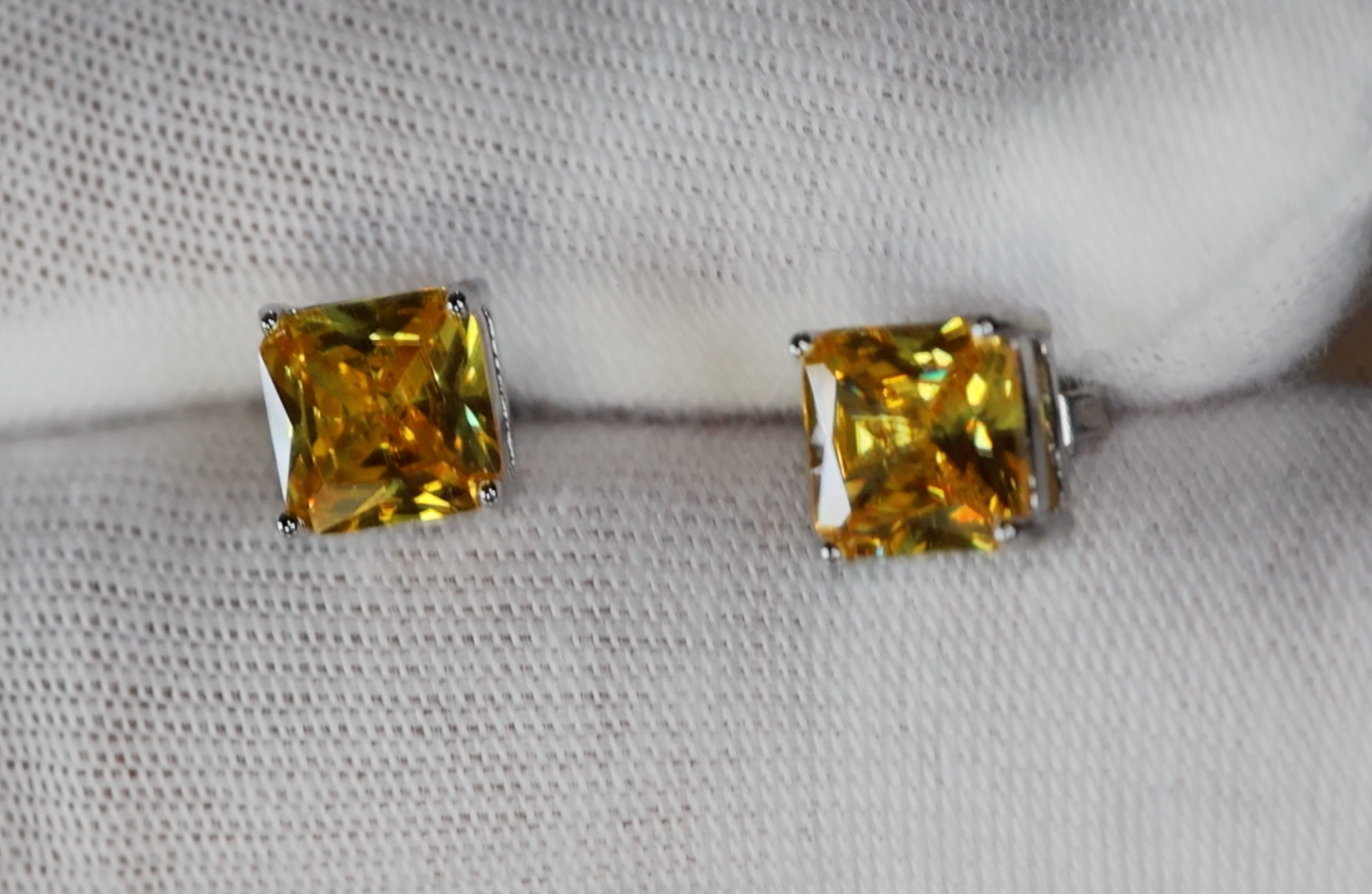 Yellow Diamond Ear Studs