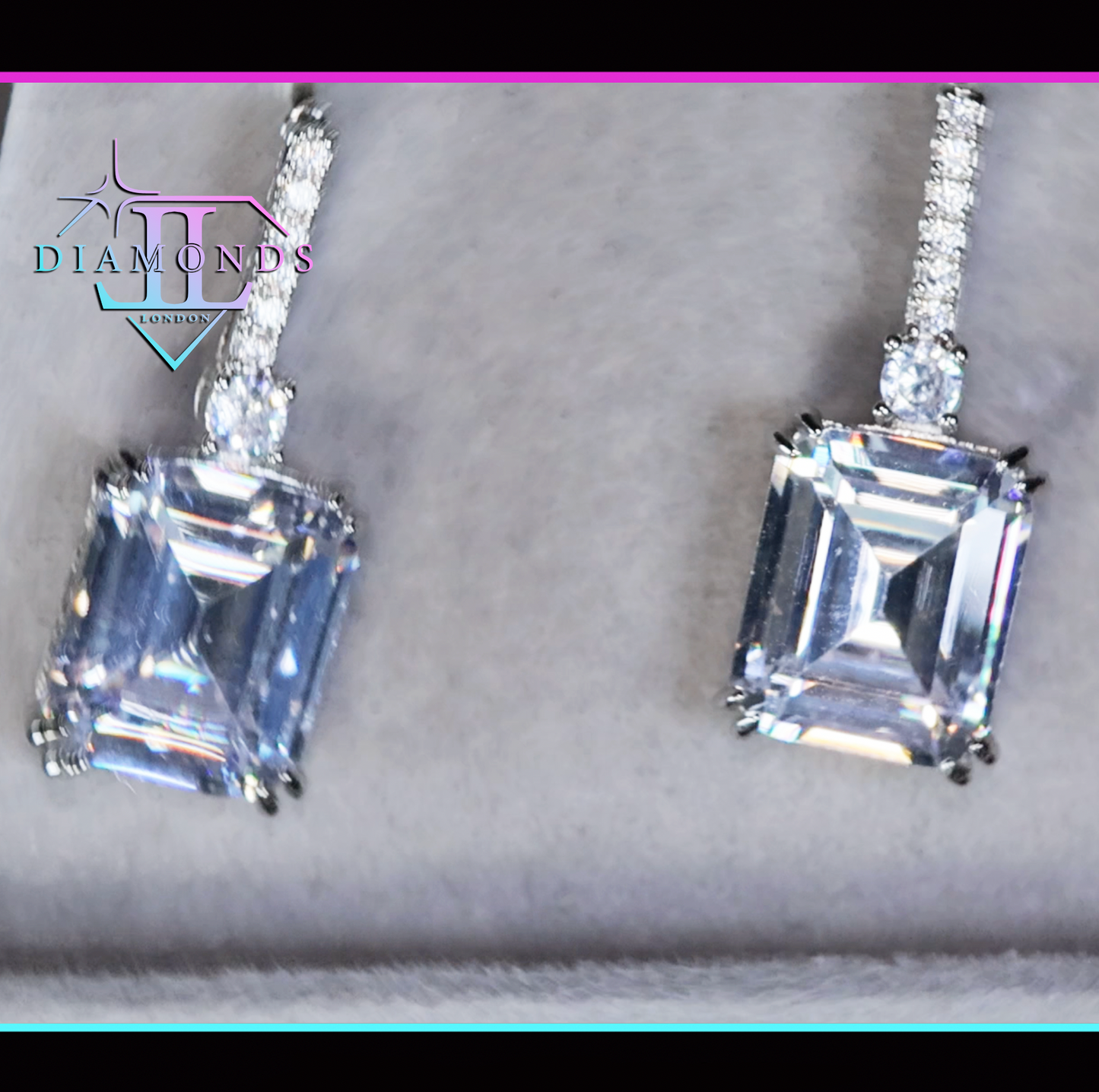 Womens Emerald Cut Diamond Earrings