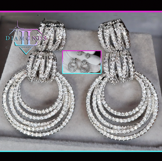 Womens Silver Diamond Earrings