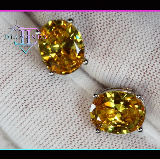 Yellow Diamond Ear Studs 