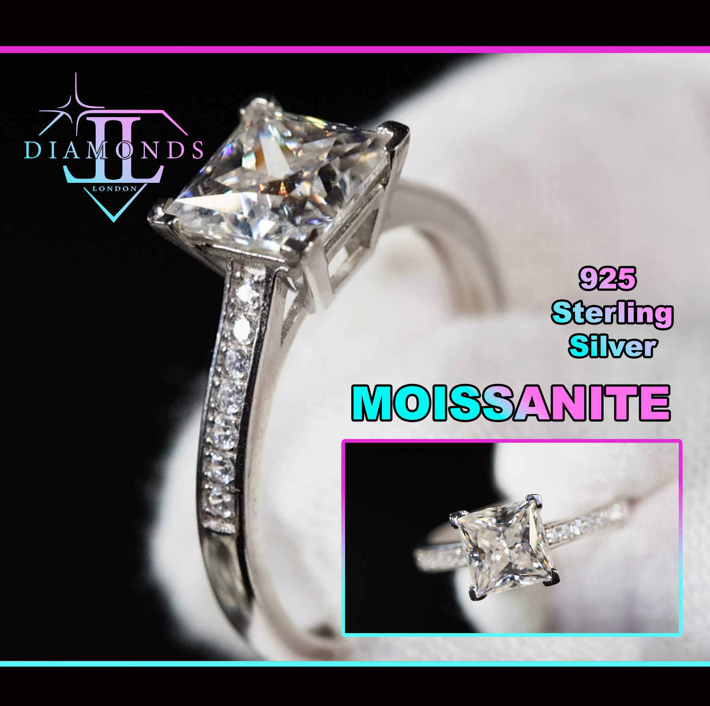 Princess Cut Moissanite Diamond Ring