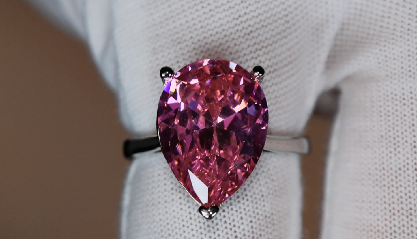 Pink Pear Cut Diamond Ring