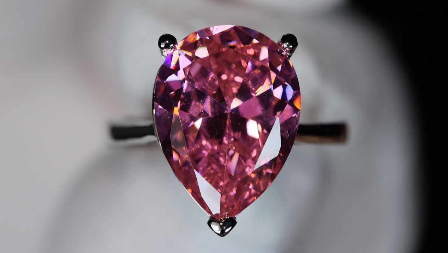 Pink Pear Cut Diamond Ring