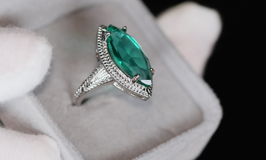 Womens Green Marquise Diamond Ring