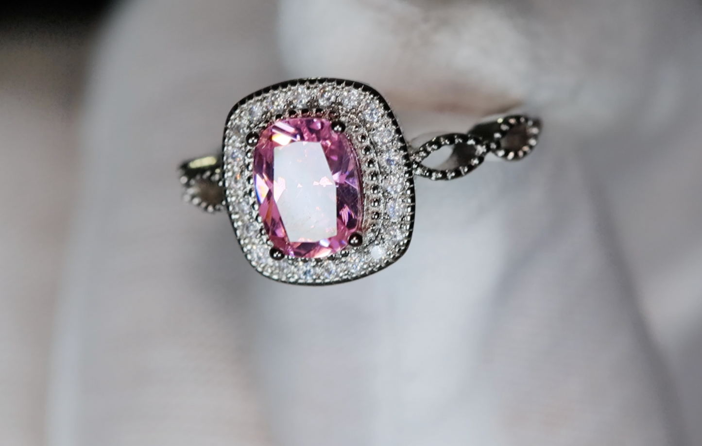 Pink Oval Cut Diamond Ring