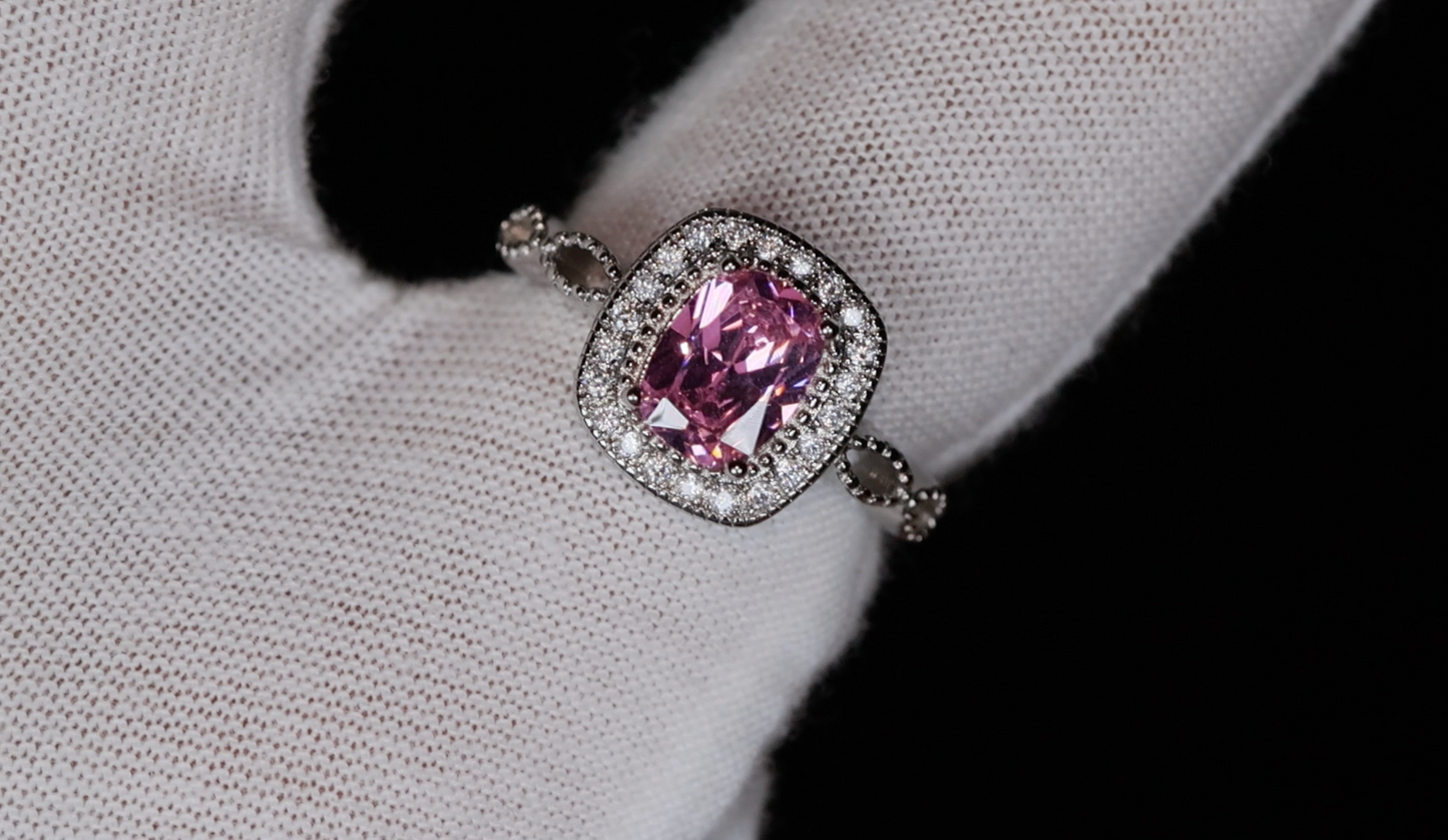 Pink Oval Cut Diamond Ring