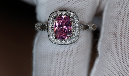 Pink Oval Cut Diamond Ring