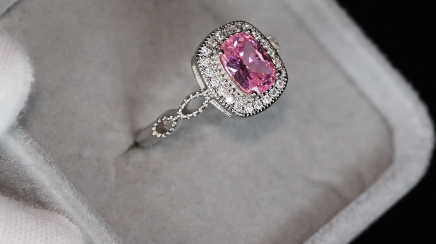 Pink Oval Cut Diamond Ring