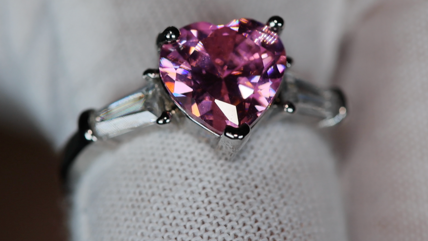 Heart Ring | Pink Diamond Ring | Heart Shaped Ring | Heart Shape Ring | Diamond Heart Ring