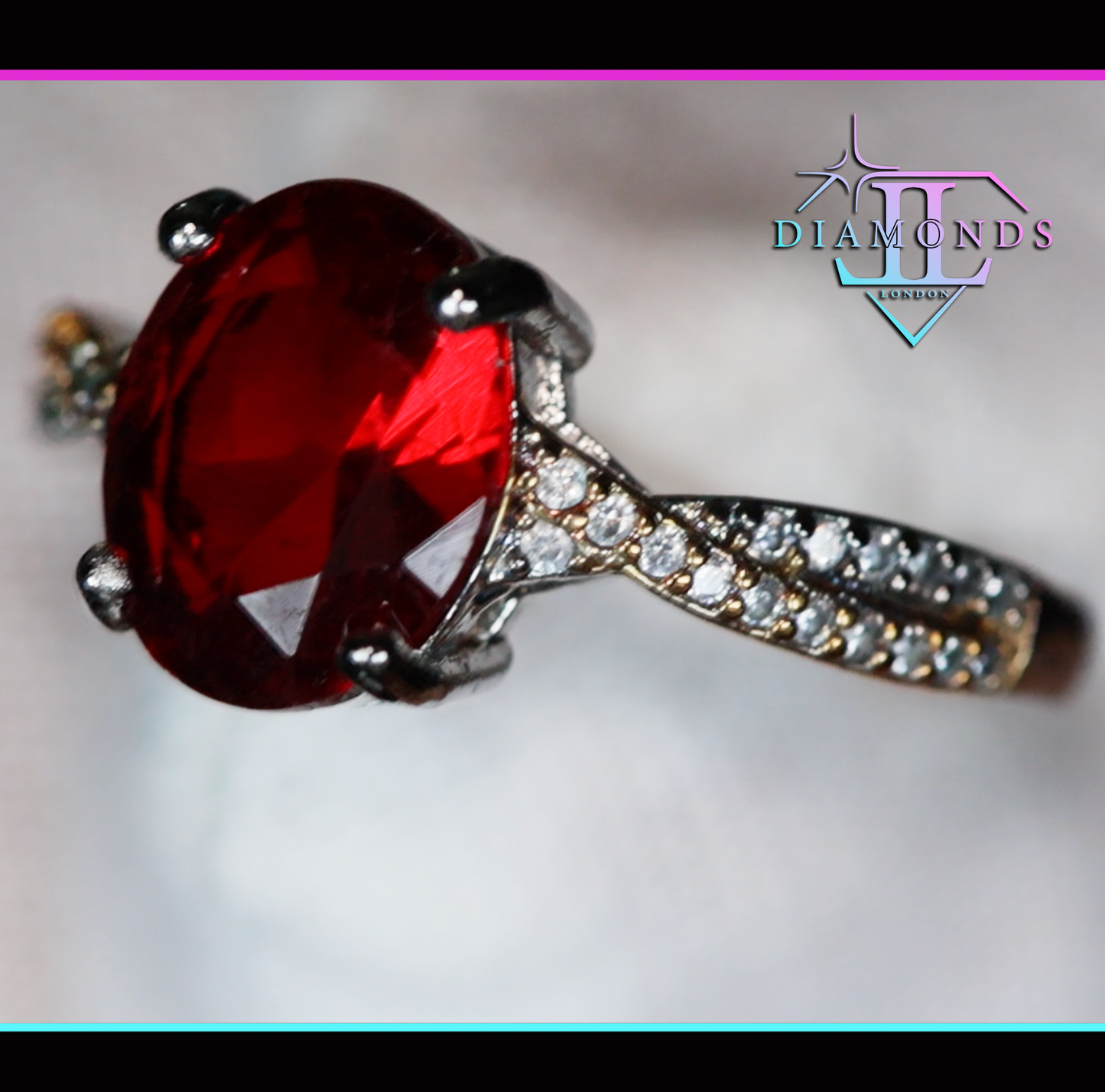 Womens Red Oval Diamond Ring