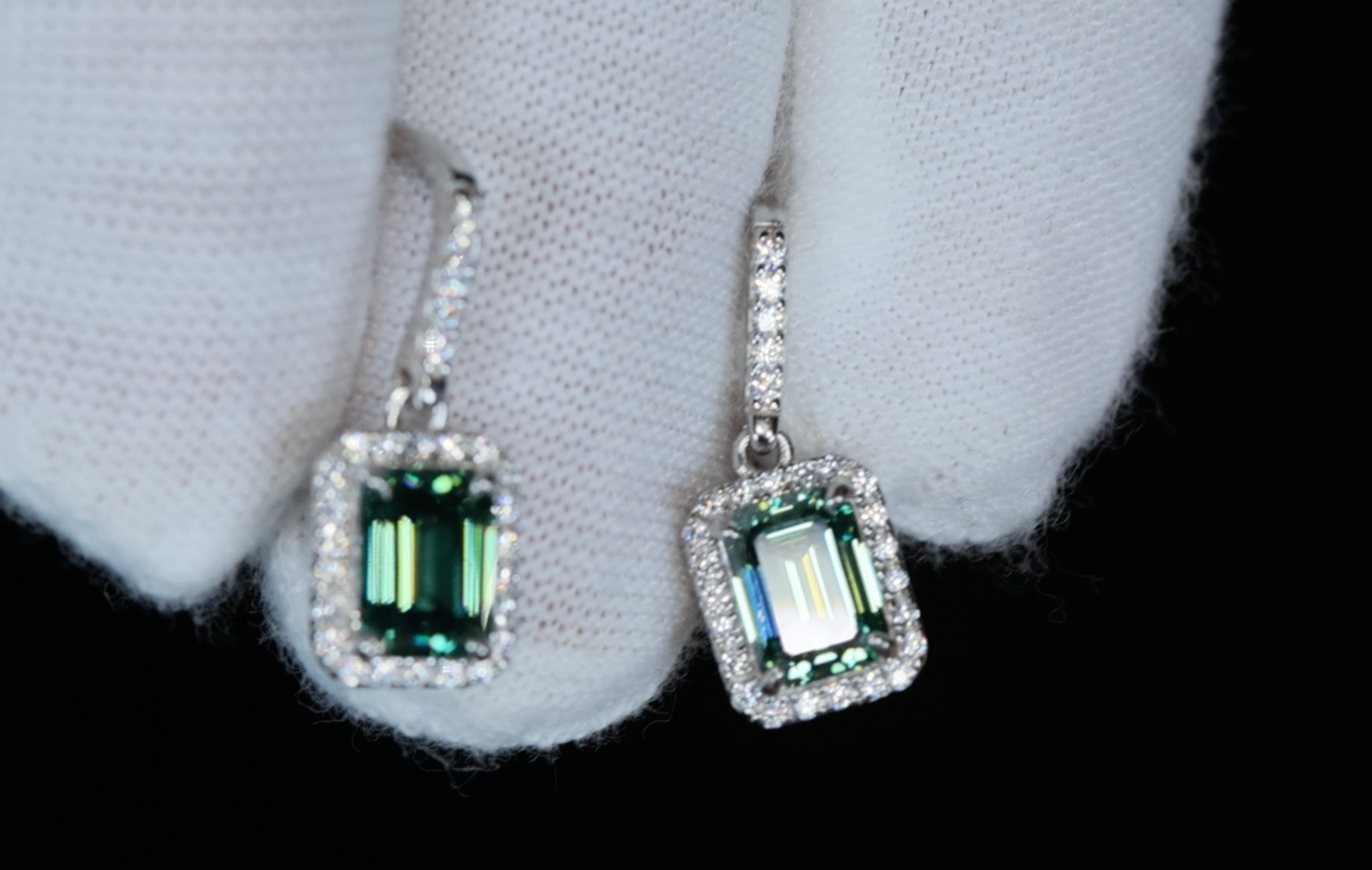 Green Moissanite Diamond Earrings