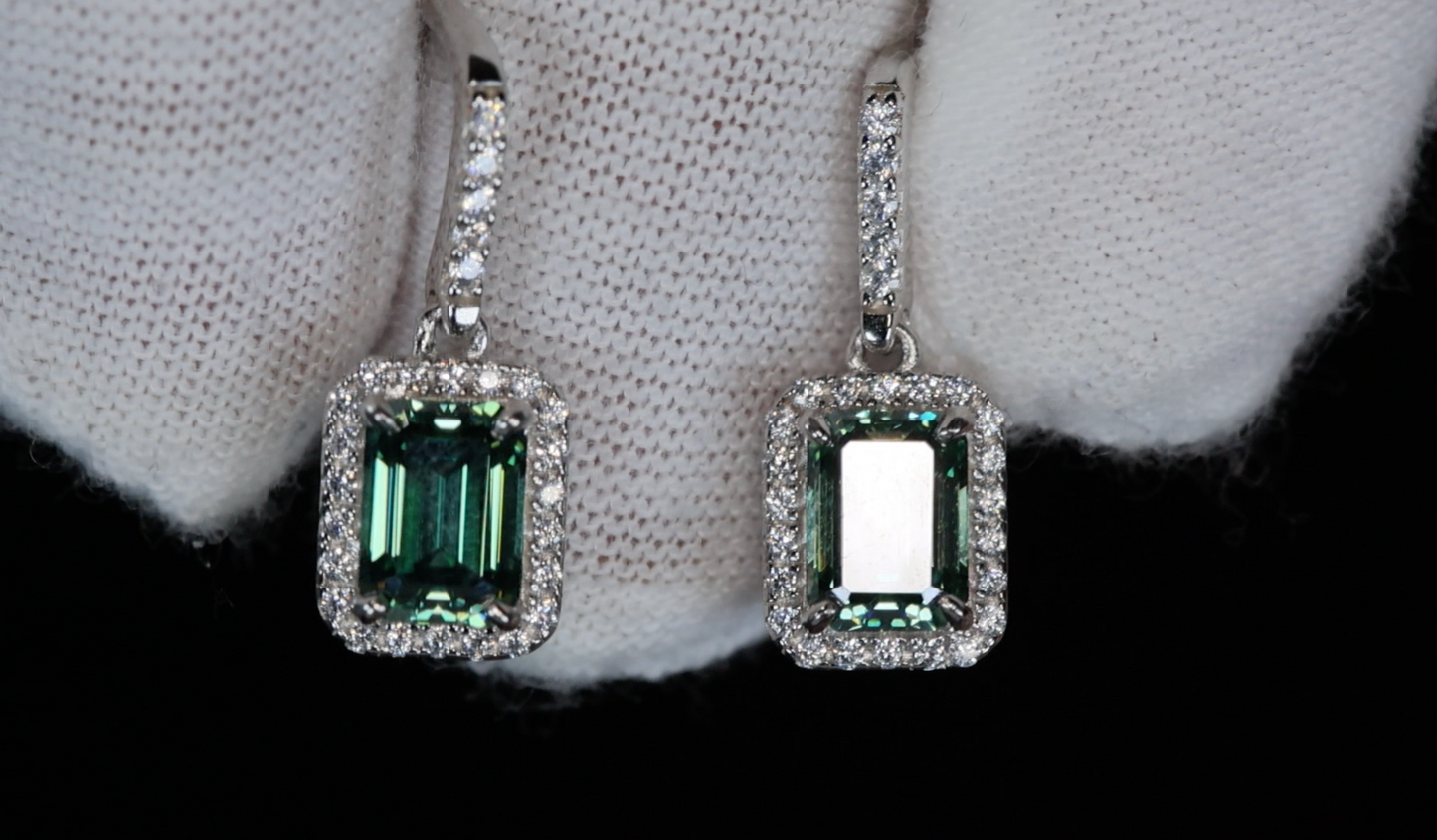 Green Moissanite Diamond Earrings