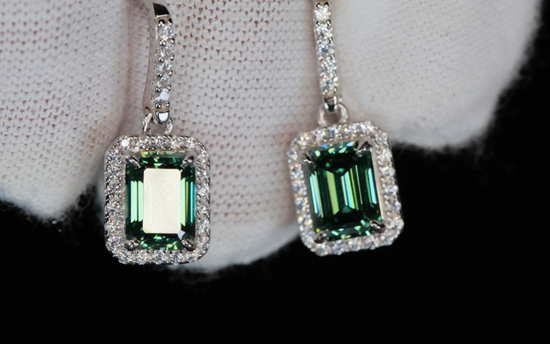 Green Moissanite Diamond Earrings