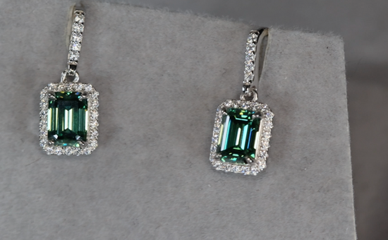 Green Moissanite Diamond Earrings