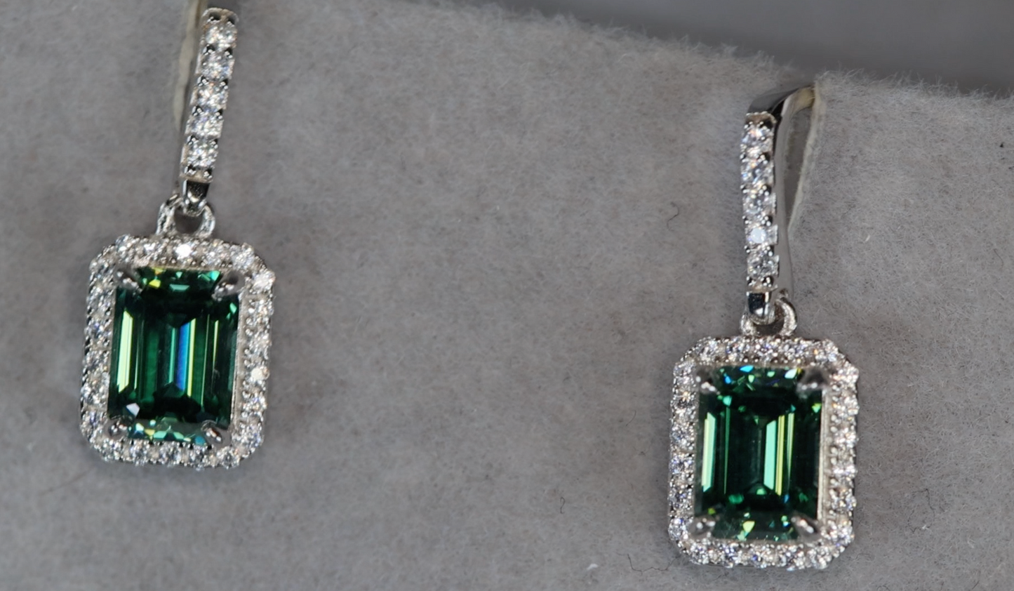 Green Moissanite Diamond Earrings