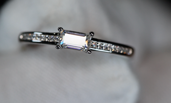 Womens Moissanite Baguette Diamond Ring